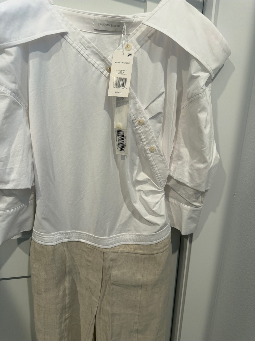 Jonathan Simkhai White & Beige Off-Shoulder Jumpsuit - Picture 3 of 10